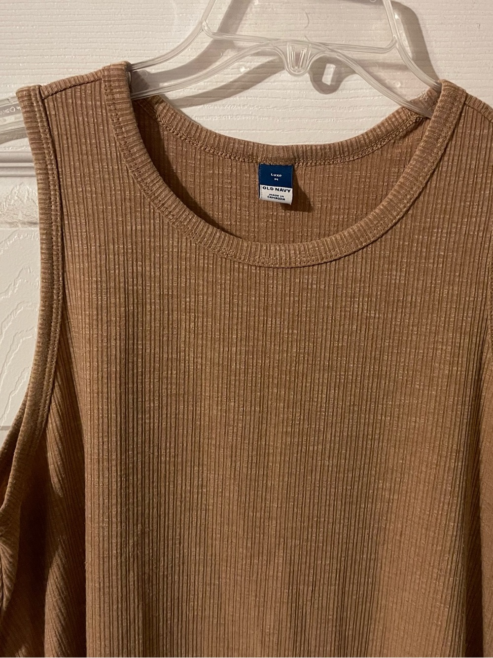 Old Navy Luxe Ribbed Tank Top Duo - Coral and Brown - Picture 4 of 9
